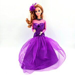 Purple Passion 1995 Barbie Doll Brunette Readhead Mattel Dress Earrings 13555 Re